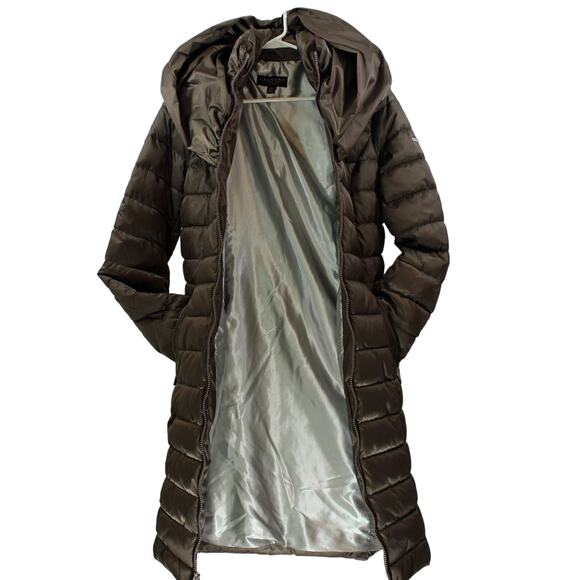 Laundry by Shelli Segal Quilted Pillow Collar Puffer Coat in Taupe Size Med - Picture 2 of 16
